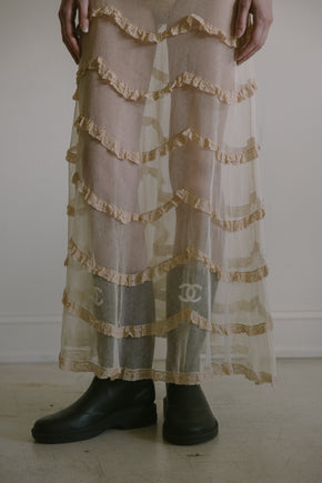1930s layered tulle net gown