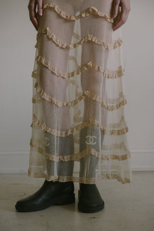 1930s layered tulle net gown