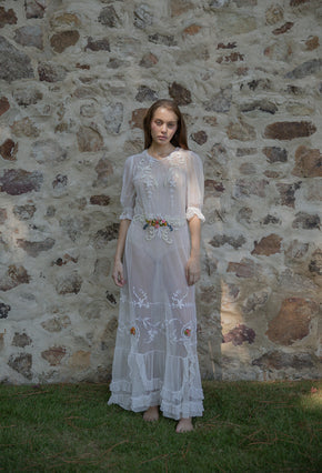 Antique 1900s tulle wedding gown