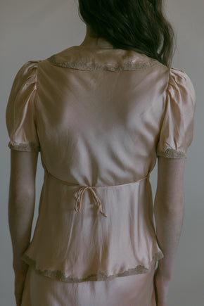 1930s French silk lace blouse