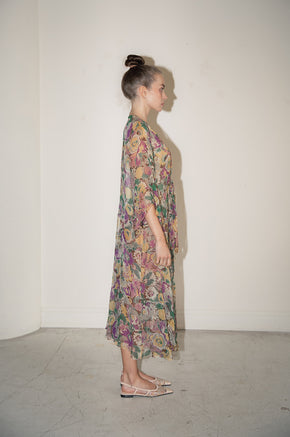 1920s silk chiffon floral dress