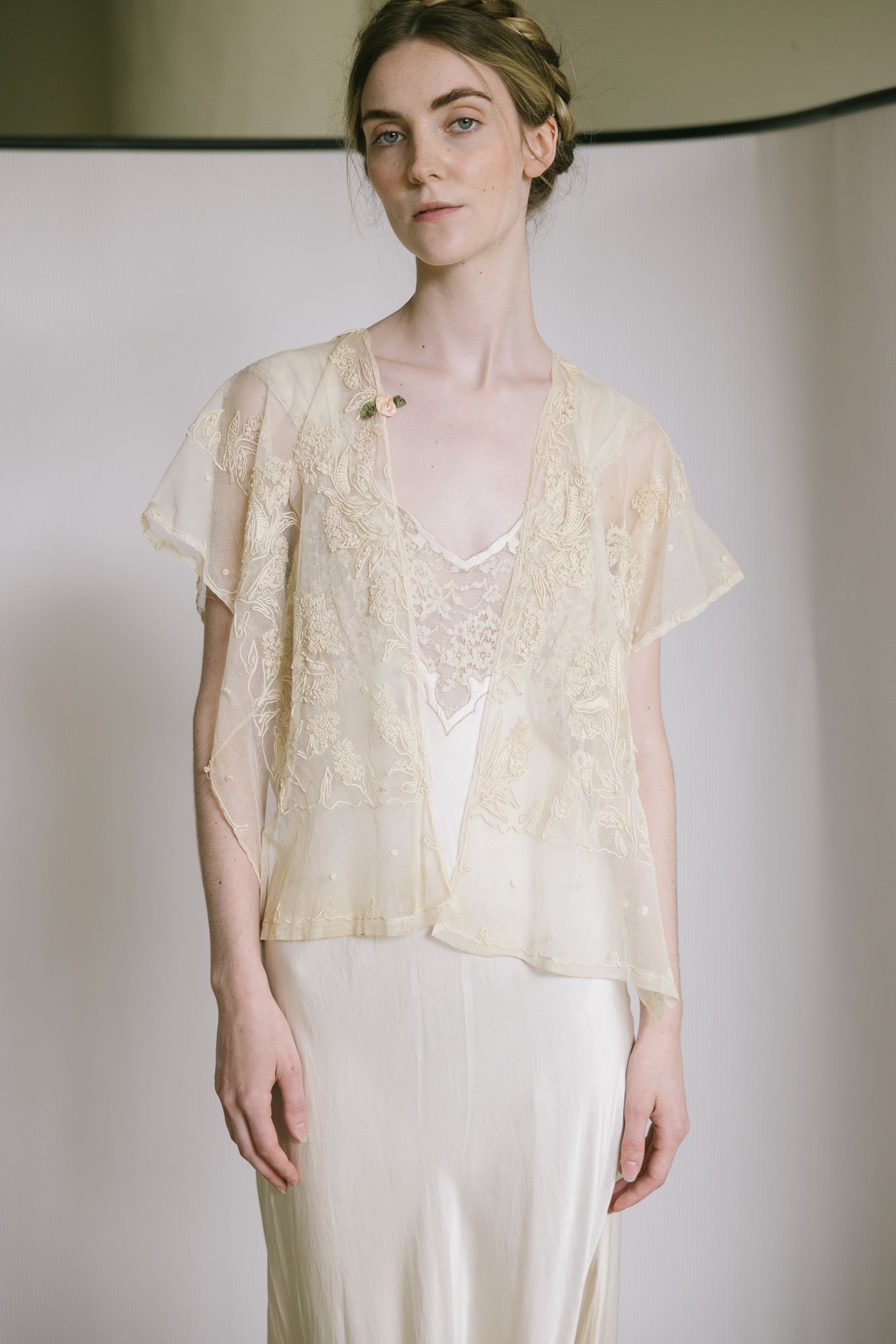 1920s embroidered net blouse