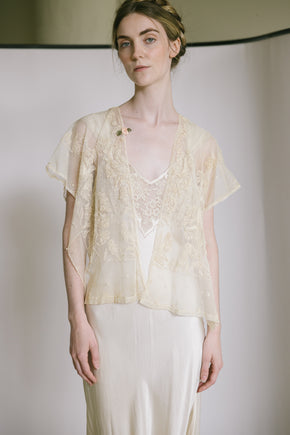 1920s embroidered net blouse