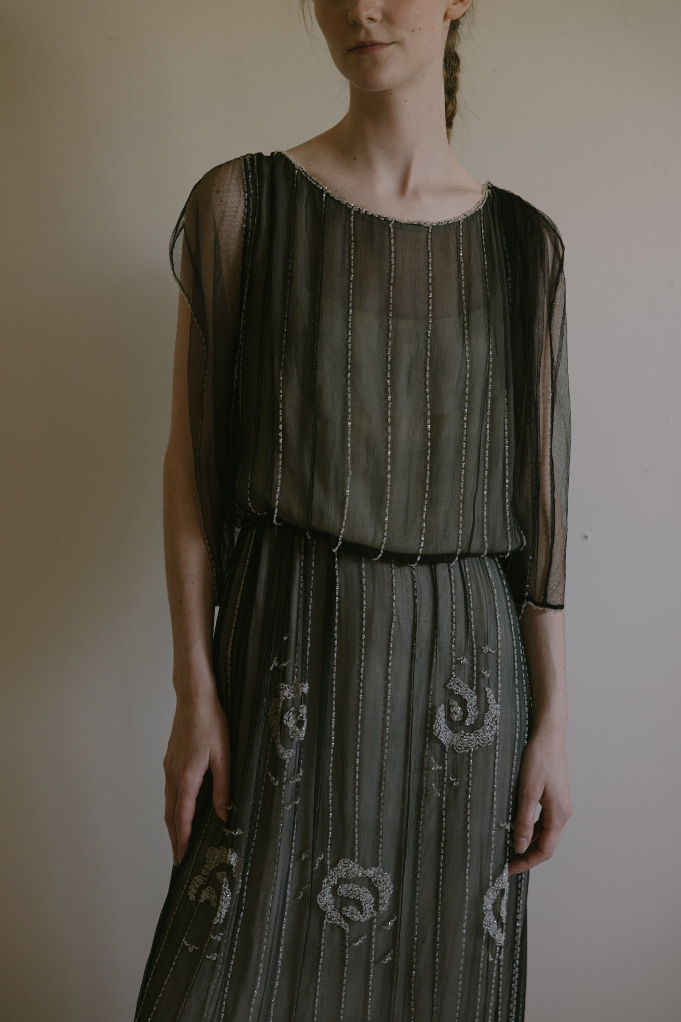 1920s silk evening dress