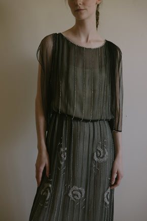 1920s silk evening dress