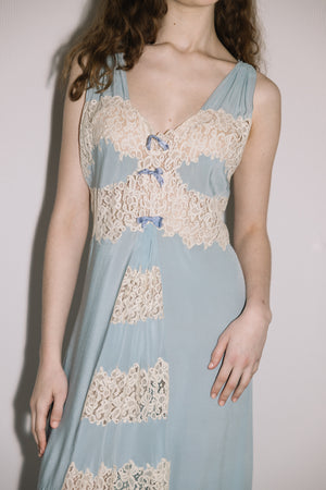 1930s blue French silk nightgown