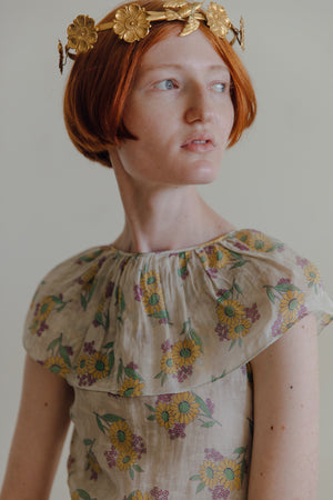 1930s floral printed Organdy evening dress
