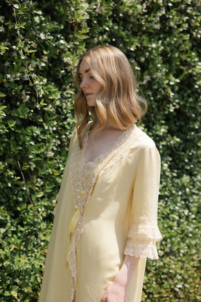 Vintage Italian yellow silk Novelli Peignoir Set