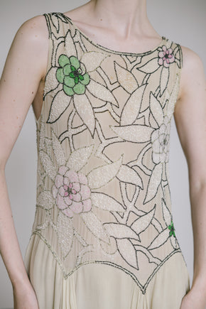 1920s silk chiffon beaded dress