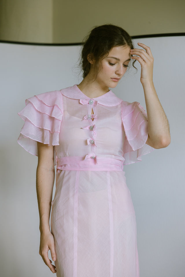 1930s petal pink cotton gown