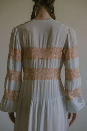 1930s blue silk lace gown, Paris