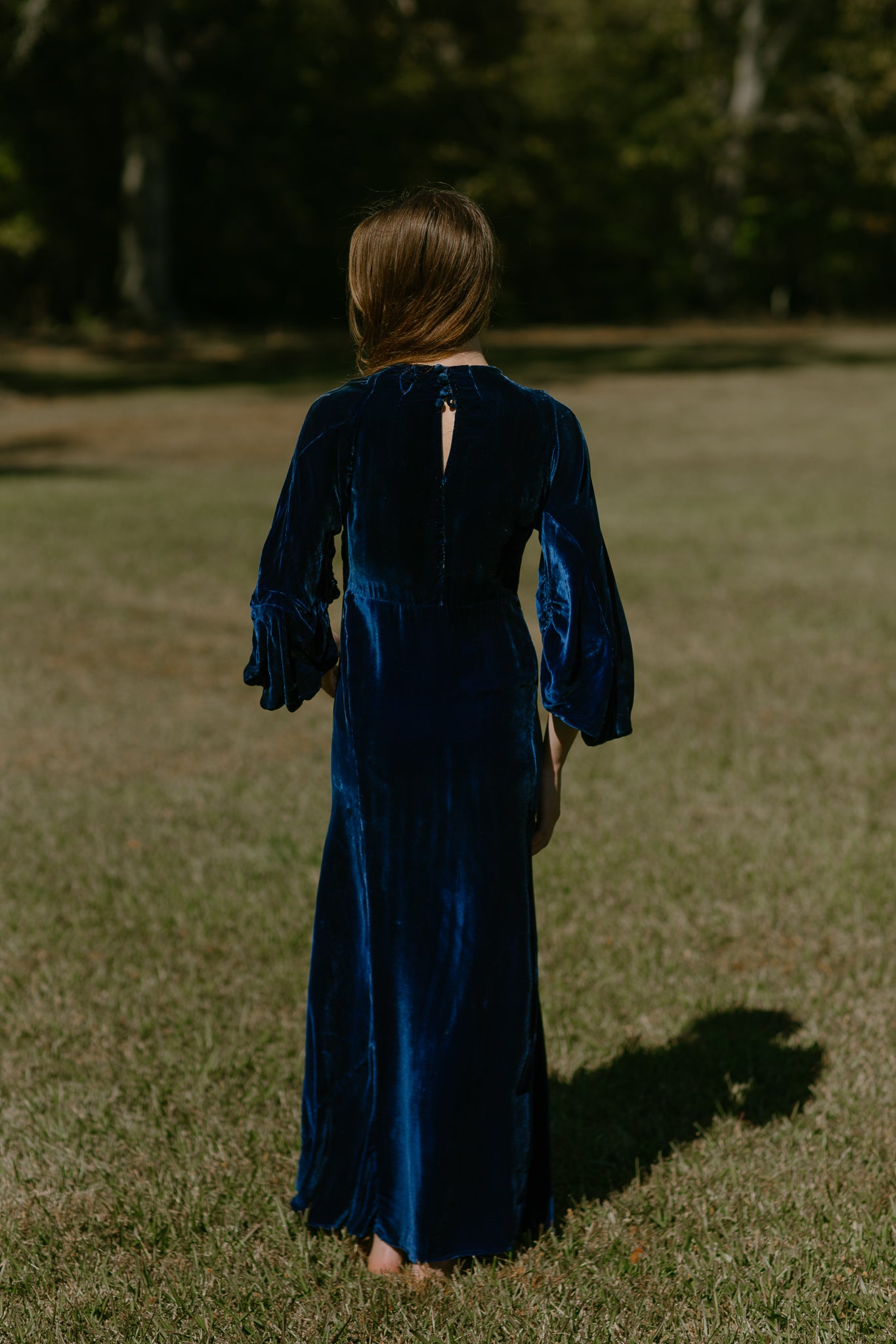 1930s jewel tone silk velvet gown