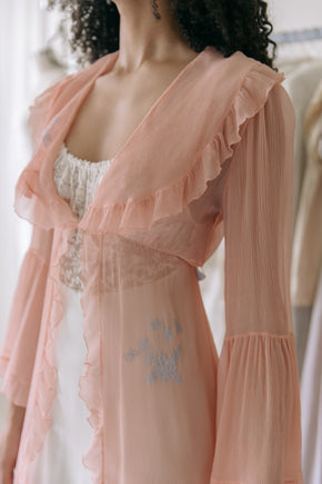 1930s French silk chiffon robe