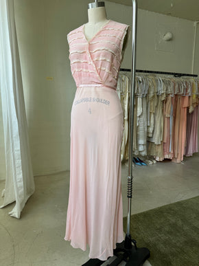 1930s crinkle silk chiffon gown, France