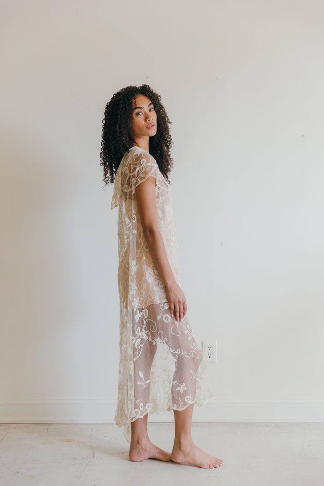 Antique 1920s Brussels lace gown