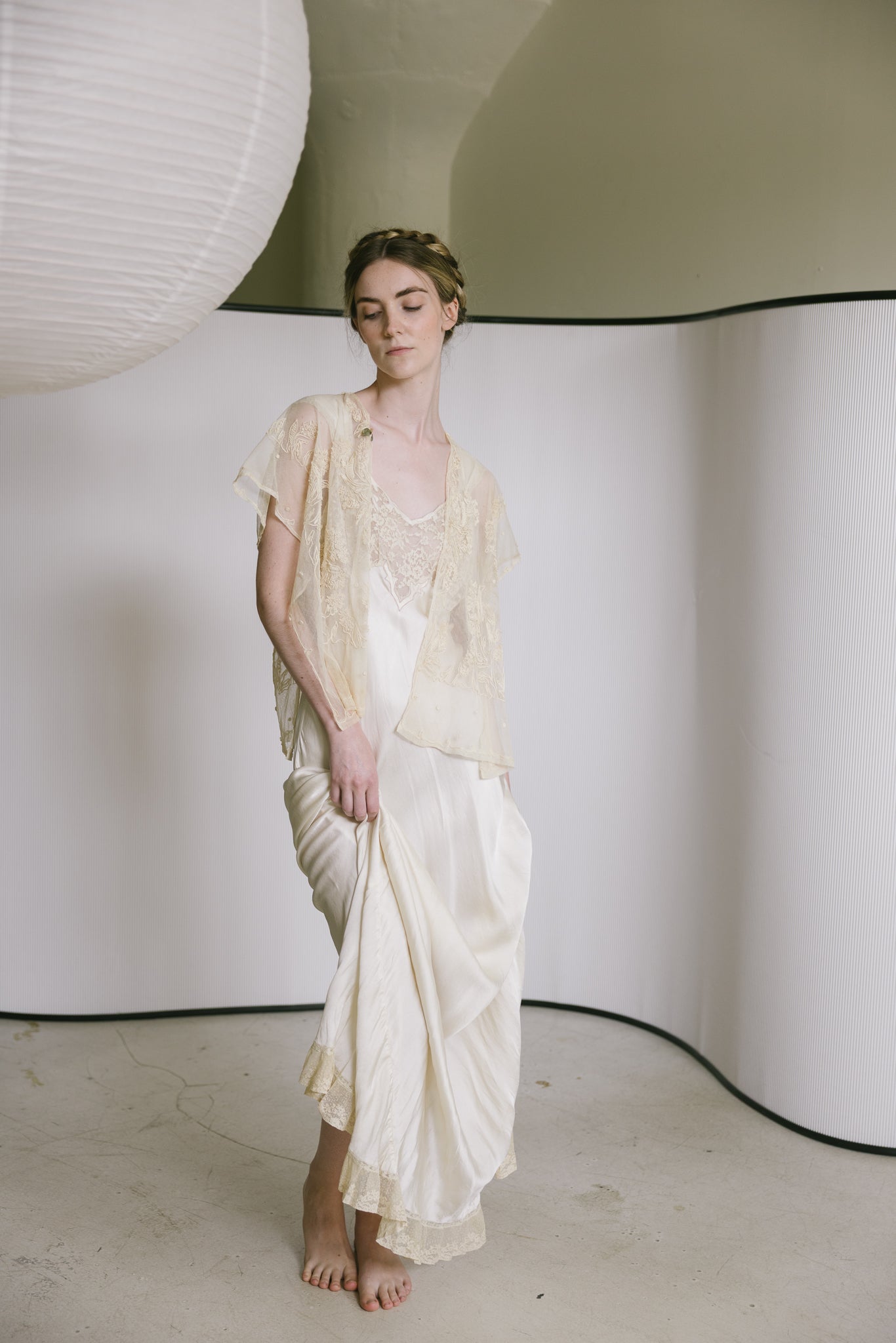 1920s embroidered net blouse