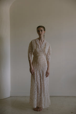 1930s embroidered organza dress set