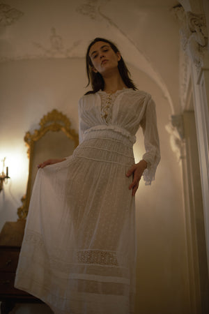 Antique Edwardian Swiss dot lace dress