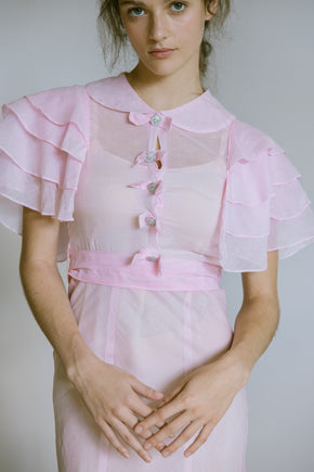 1930s petal pink cotton gown