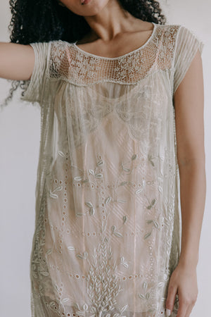 1920s filet lace net dress