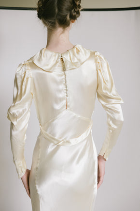 1930s European silk lace wedding gown