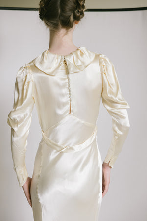 1930s European silk lace wedding gown