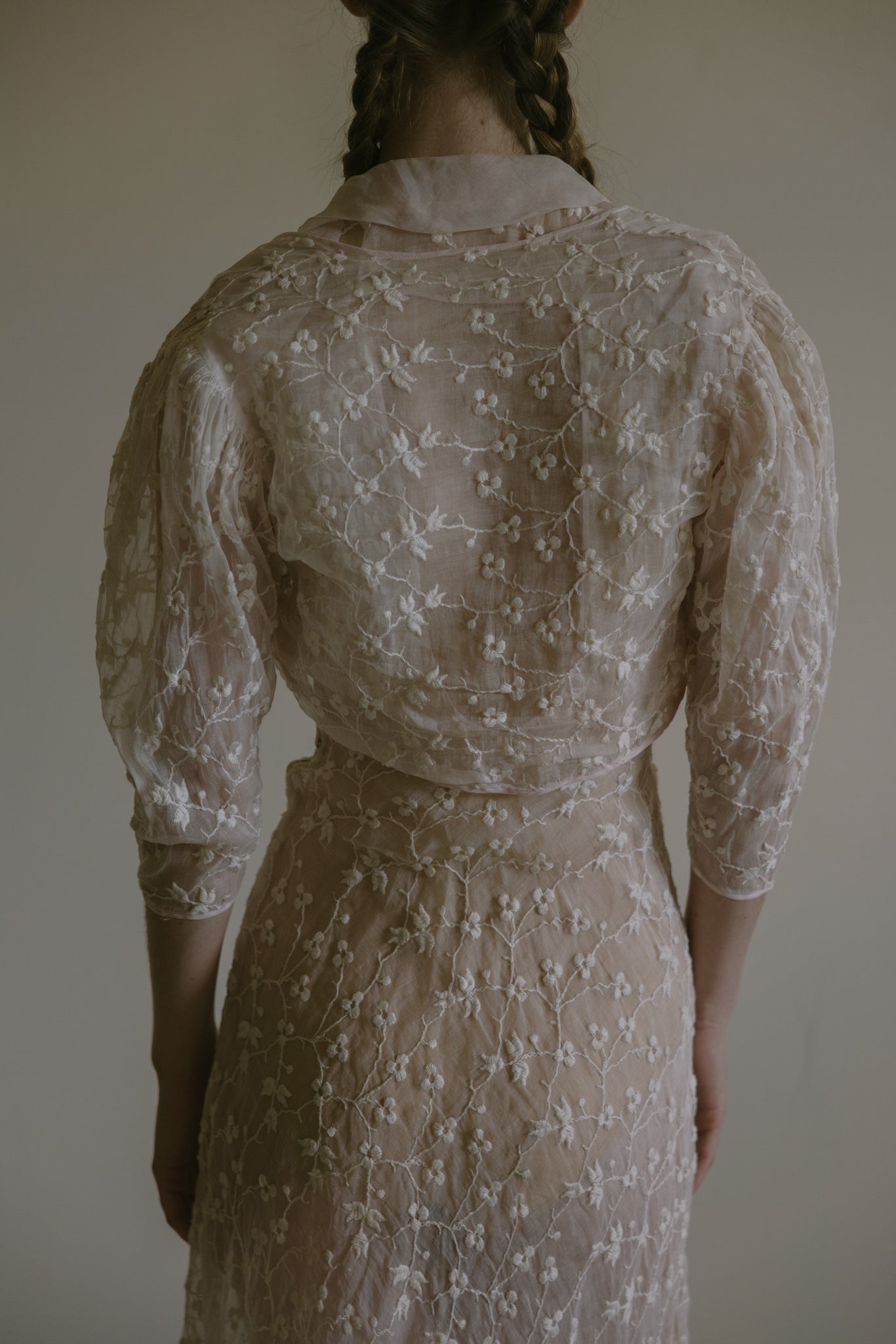 1930s embroidered organza dress set