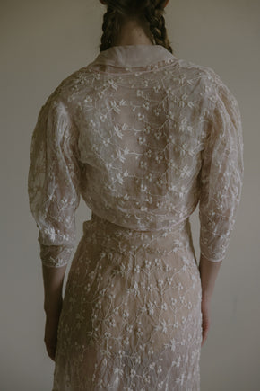 1930s embroidered organza dress set