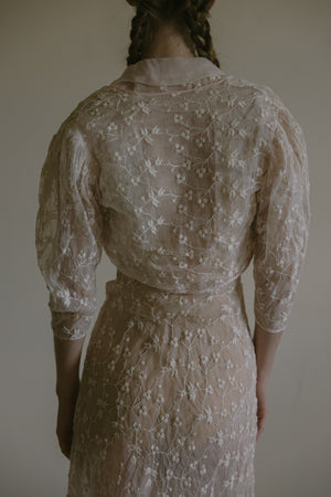 1930s embroidered organza dress set
