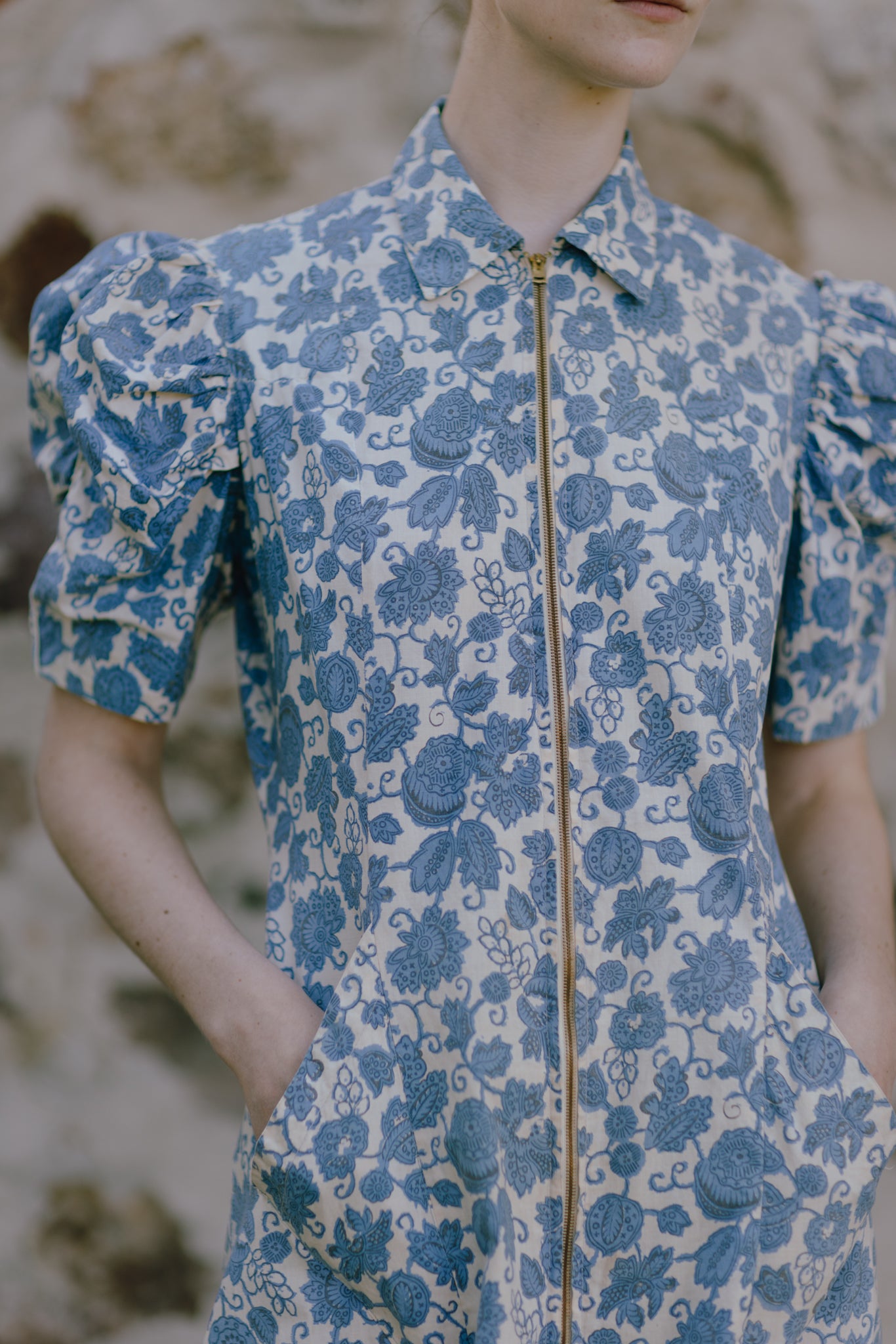 1930s zip from cotton house dress