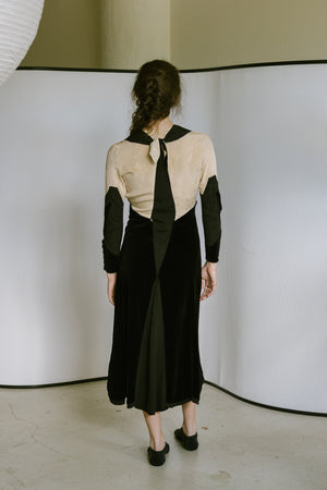 1930s art deco Crepe velvet dress