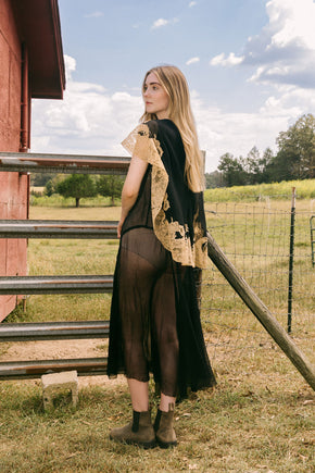 1920s silk chiffon lace capelet dress