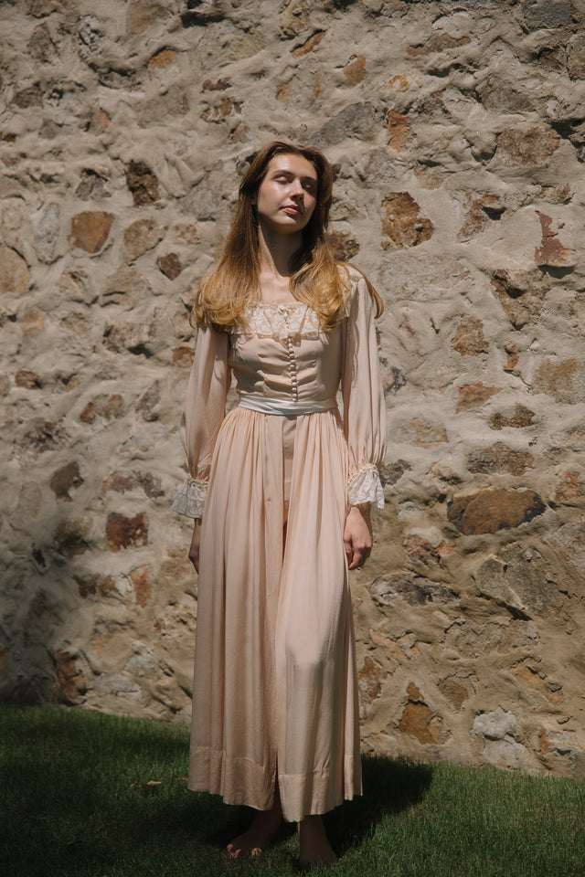 1930s French silk lace peignoir