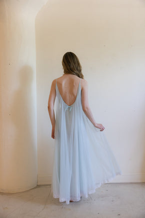 1960s powder blue Lucie Ann ostrich peignoir set