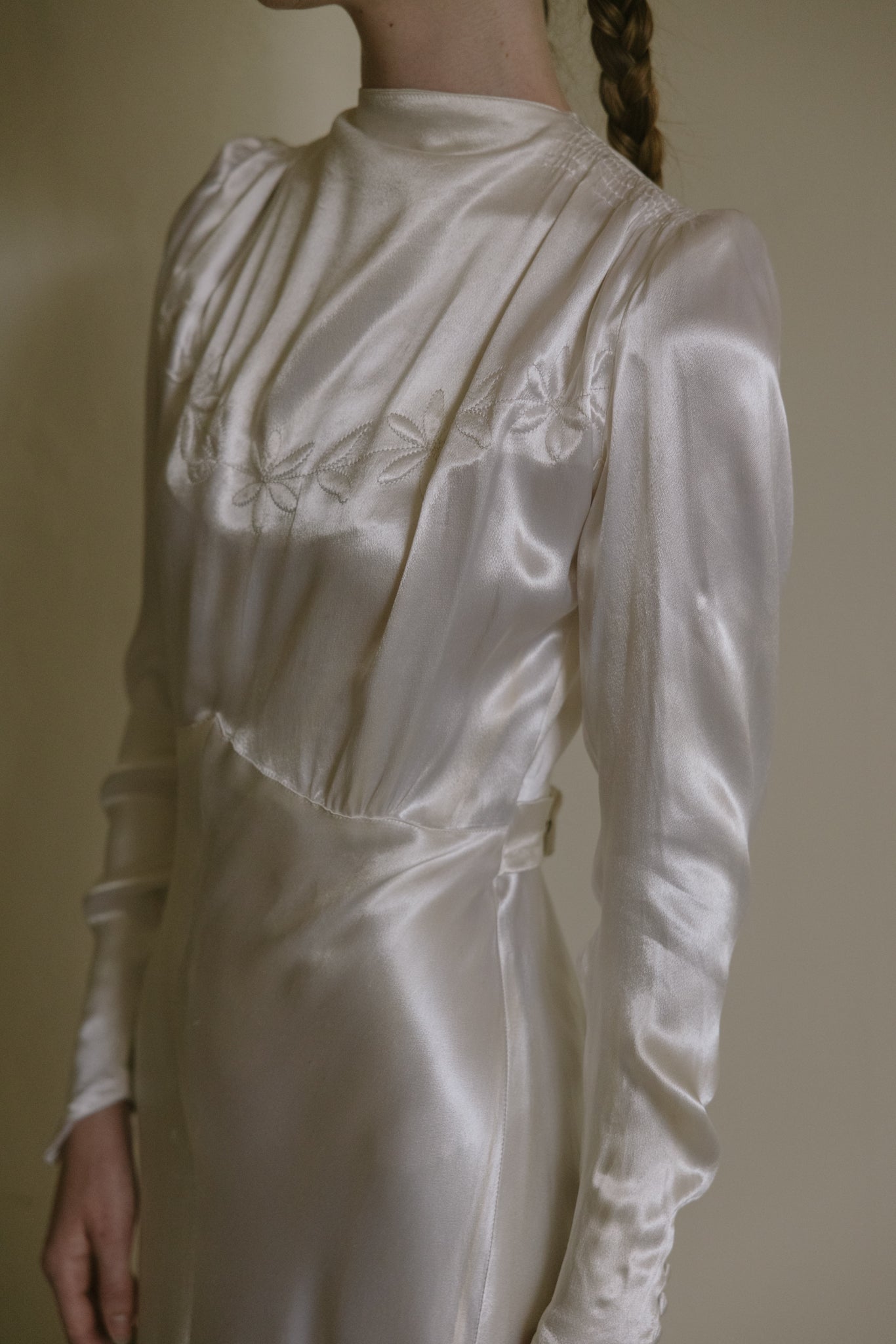 1930s English satin wedding gown