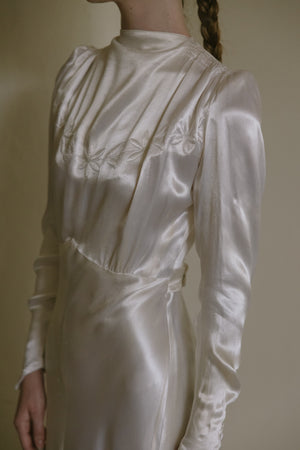 1930s English satin wedding gown