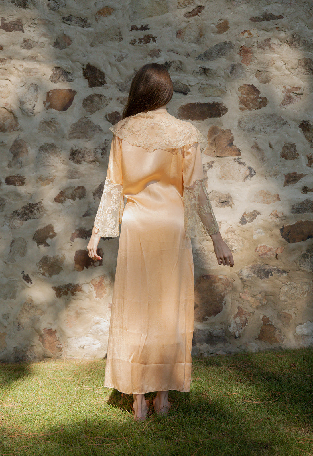 1930s silk lace peignoir robe