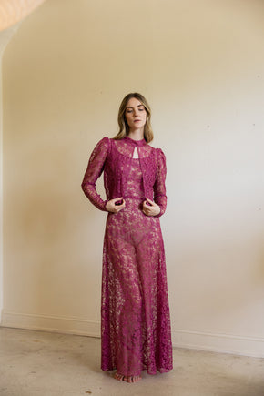 1930s lace evening gown set