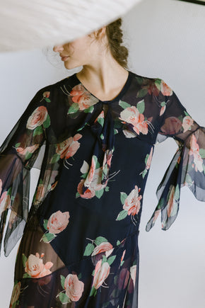 1920s printed chiffon dress