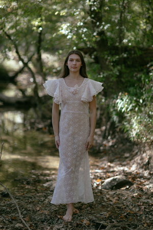 1930s blush eyelet organza gown