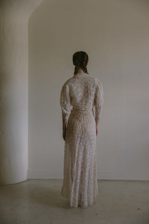 1930s embroidered organza dress set
