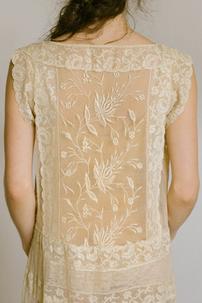 1920s filet lace net dress