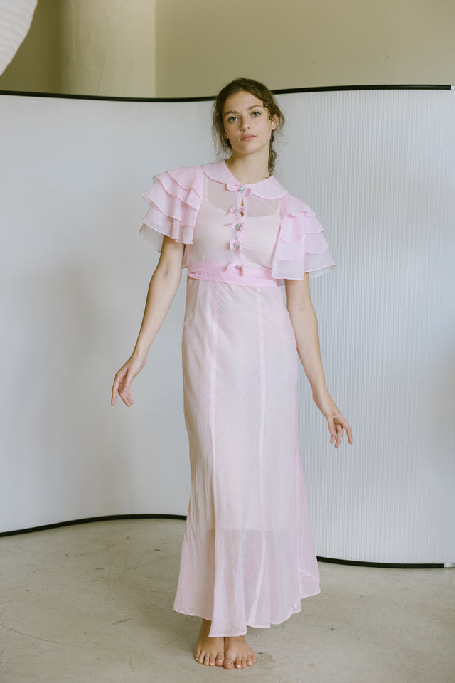 1930s petal pink cotton gown