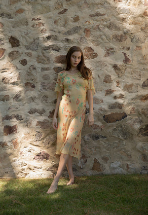 1930s silk chiffon floral dress – Devore Vintage