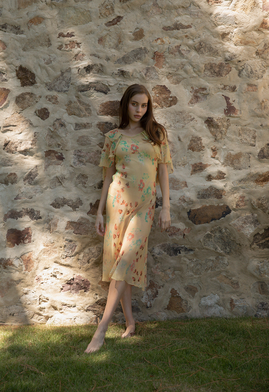 1930s chiffon dress silk floral – Devore Vintage Who else was obsessed Color:SeaGreen Vintage 1930s floral printed 2026 Mid Year Sale