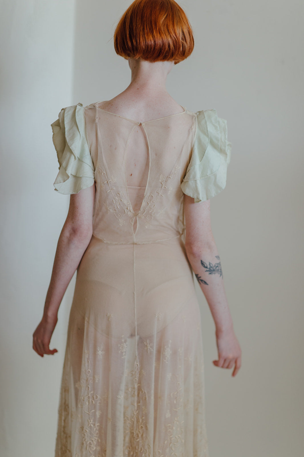 1930s embroidered net gown