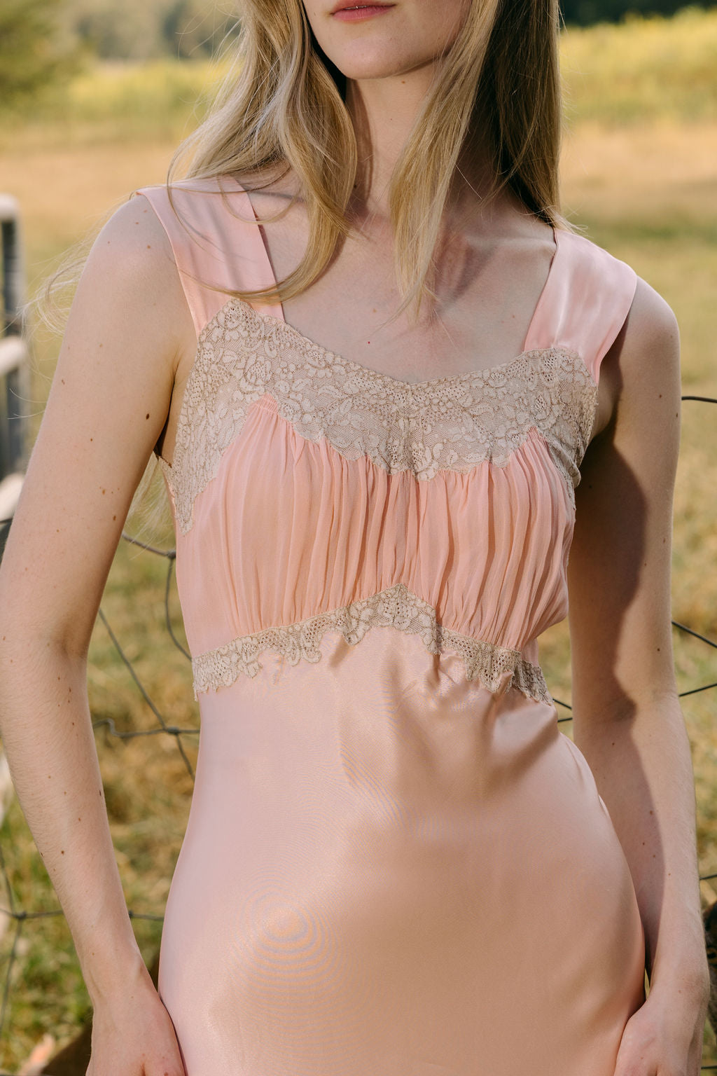 1930s satin chiffon lace nightgown