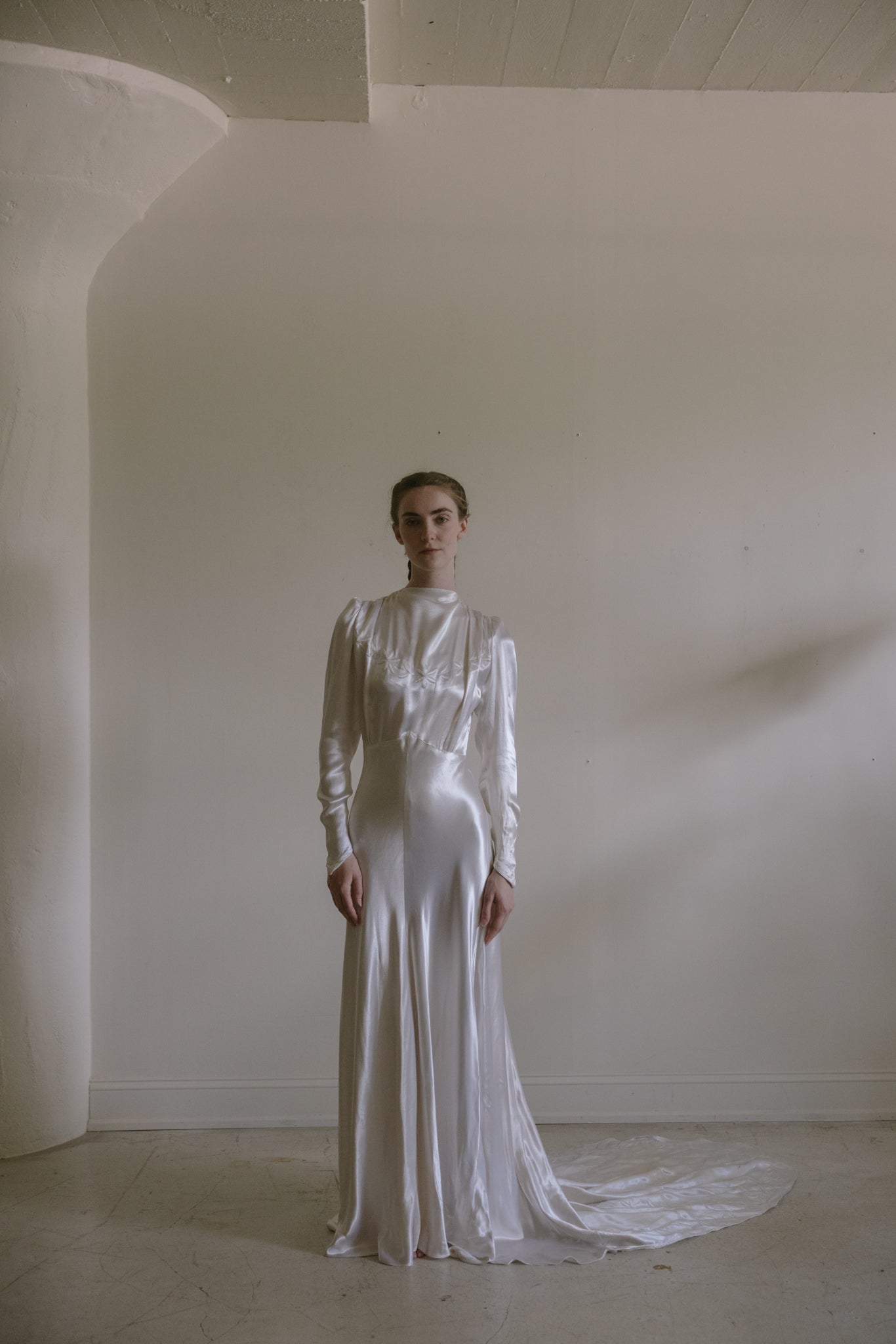 1930s English satin wedding gown