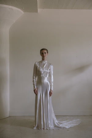 1930s English satin wedding gown