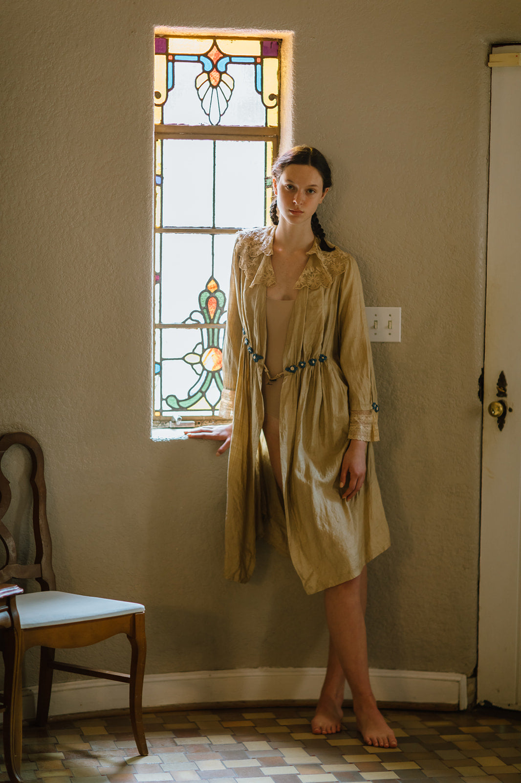 Antique 1910s raw silk overcoat